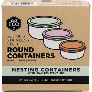 Ever Eco Stainless Steel Round Containers - Spring Pastels